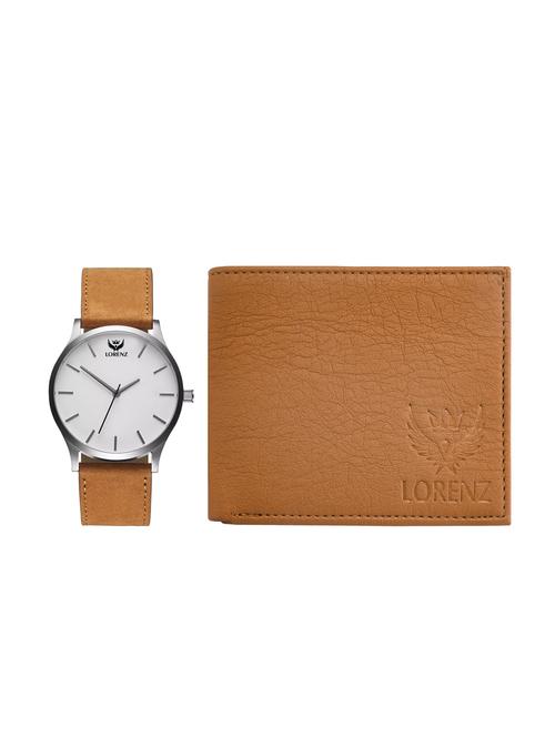 round dial analog watch-(cm-1055wl-tan) and leatherette wallet - 15197776 - Very Small Image - 1