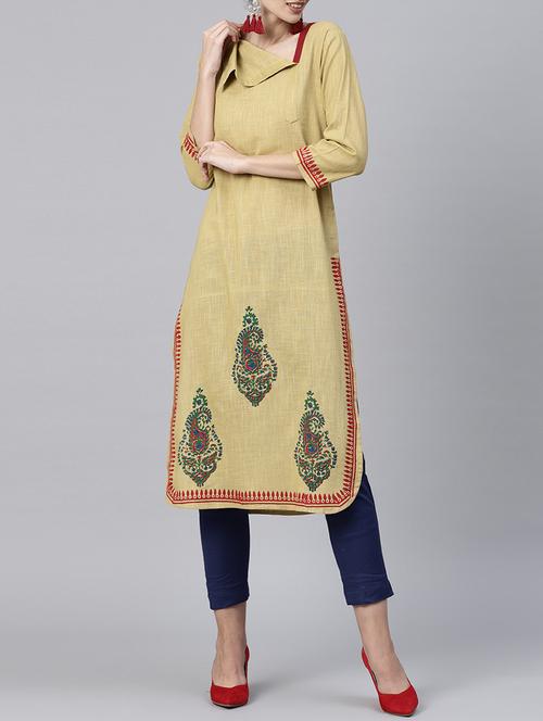 asymmetric neck straight kurta - 15197856 - Very Small Image - 1