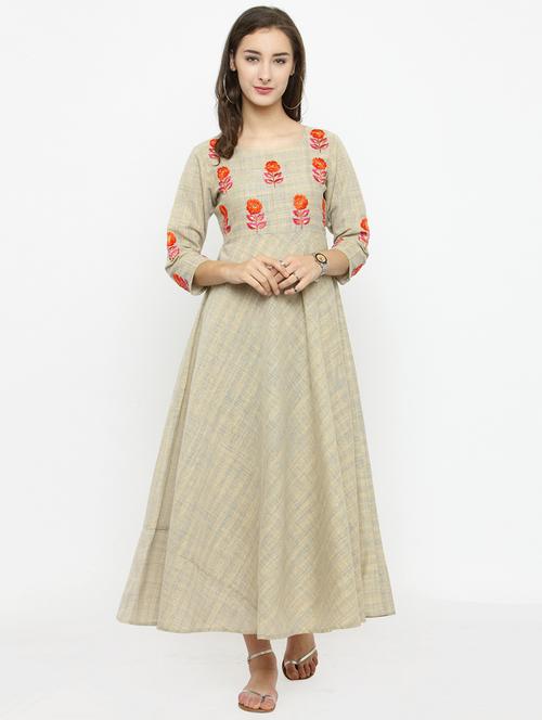 beige printed maxi dress - 15199012 - Very Small Image - 1