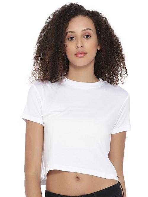 crew neck solid boxy crop tee - 15200945 - Very Small Image - 1