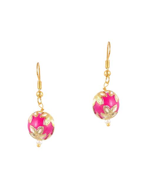 pink metal drop earring - 15202376 - Very Small Image - 1