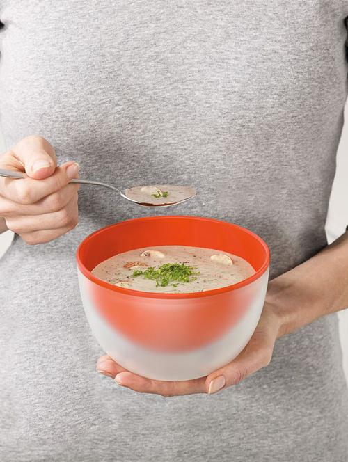 m-cuisine cool touch plastic microwave bowl, orange/beige - 15205112 - Very Small Image - 1