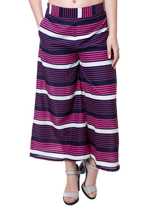 navy blue striped crepe palazzo - 15208458 - Very Small Image - 1