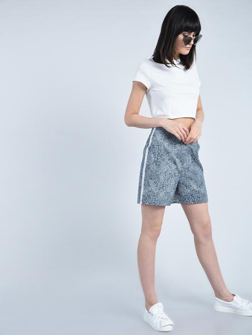 blue printed denim shorts - 15211110 - Very Small Image - 1