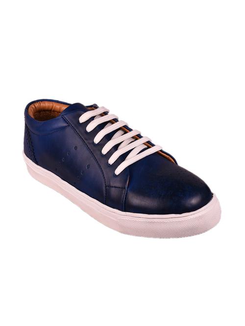 blue leather lace up sneaker - 15211354 - Very Small Image - 1