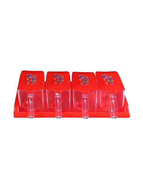 kitchen essential container with tray set of 4 - red - 15212085 - Very Small Image - 1
