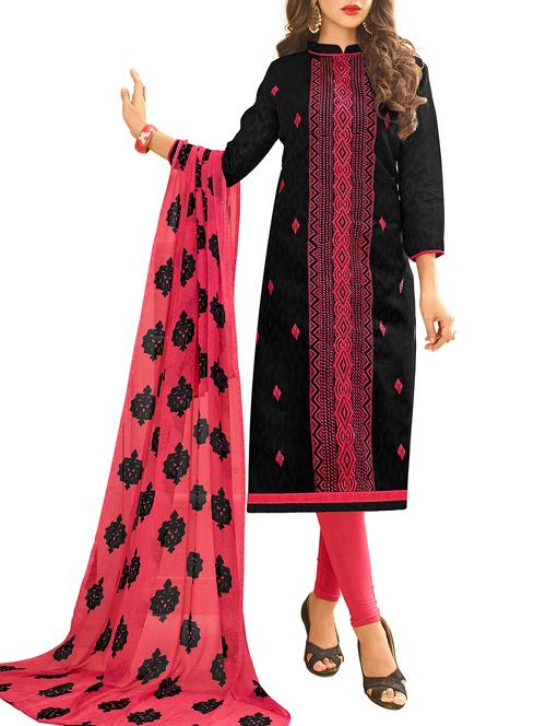 embroidered unstitched churidaar suit - 15212353 - Very Small Image - 1