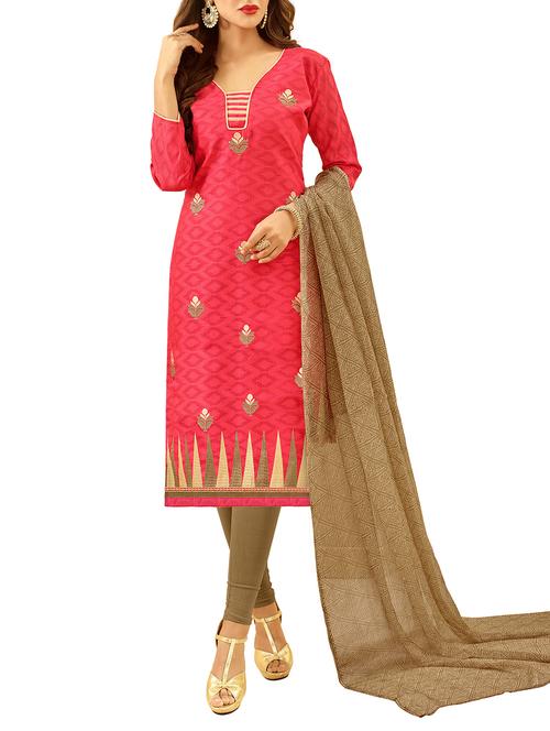 embroidered unstitched churidaar suit - 15212357 - Very Small Image - 1