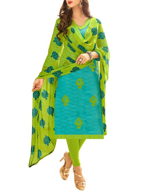 embroidered unstitched churidaar suit - 15212364 - Very Small Image - 1