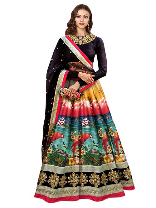 digital print look flared lehenga - 15212752 - Very Small Image - 1