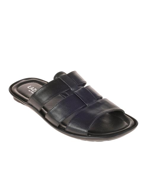 black leatherette slip on slippers - 15213990 - Very Small Image - 1