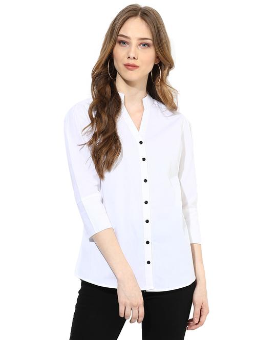 solid white cotton shirt - 15214082 - Very Small Image - 1
