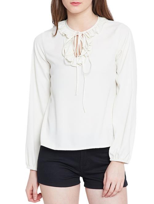 white solid ruffled top - 15214767 - Very Small Image - 1