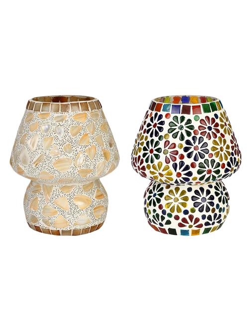 colorful hand decorative designer mosaic table lamp combo set (decorative with beads and chips) - 15215788 - Very Small Image - 1