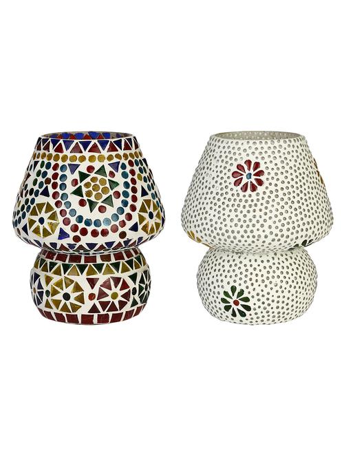 colorful hand decorative designer mosaic table lamp combo set (decorative with beads and chips) - 15215817 - Very Small Image - 1