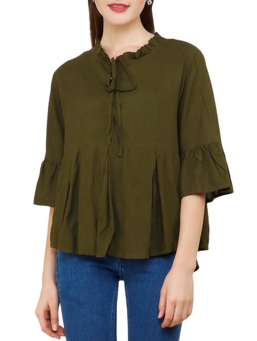 green solid rayon top - 15216192 - Very Small Image - 1