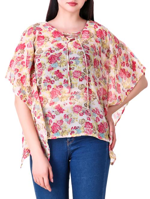 pink floral georgette kaftan - 15217680 - Very Small Image - 1