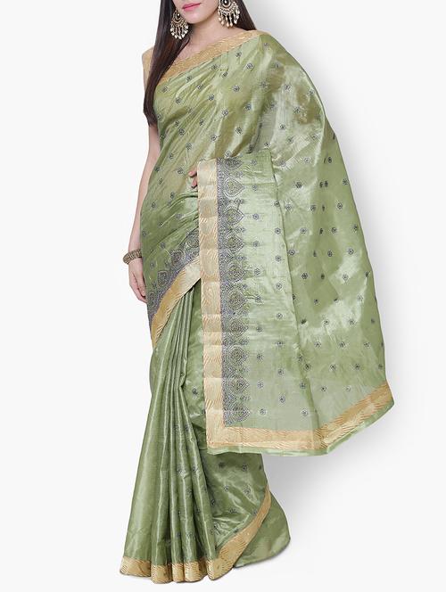 green tussar saree with blouse - 15218031 - Very Small Image - 1