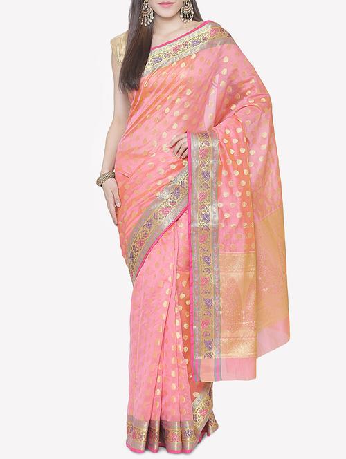 gold zari motif banarasi saree with blouse - 15218033 - Very Small Image - 1