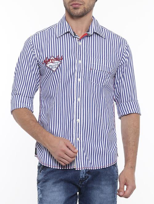 blue cotton casual shirt - 15218169 - Very Small Image - 1