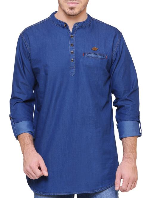 dark blue denim short kurta - 15218218 - Very Small Image - 1