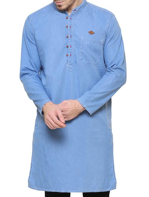light blue denim medium kurta - 15218221 - Very Small Image - 1