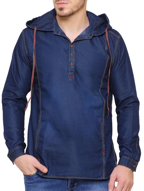 dark blue denim short kurta - 15218230 - Very Small Image - 1