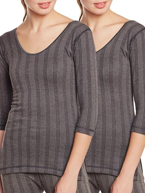 set of 2 grey cotton thermal tops - 15218396 - Very Small Image - 1