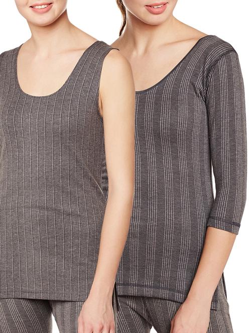 set of 2 grey cotton thermal tops - 15218426 - Very Small Image - 1