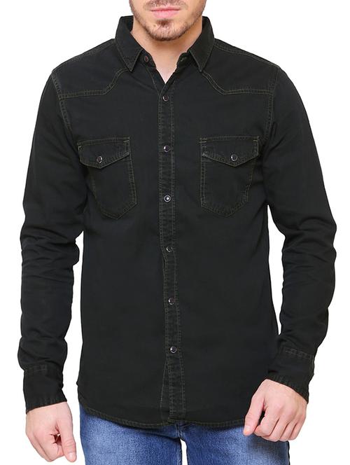 green denim casual shirt - 15218652 - Very Small Image - 1