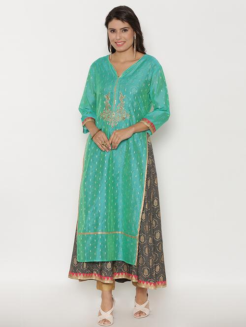 layered brocade kurta - 15220797 - Very Small Image - 1