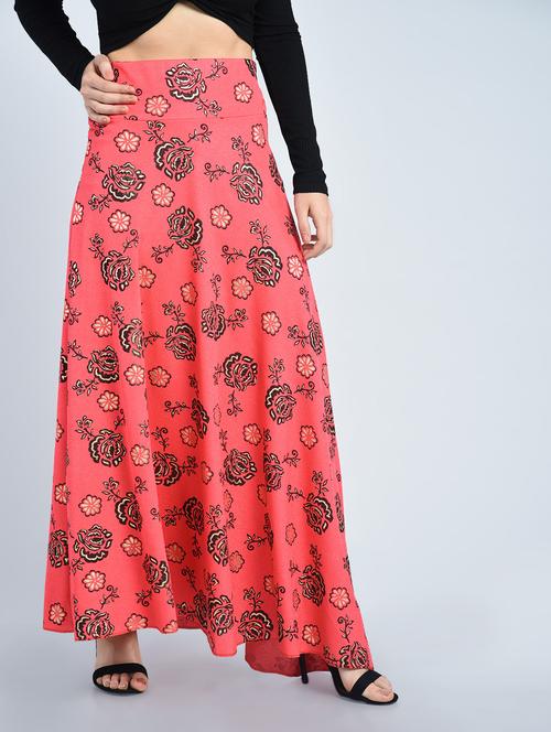 red printed maxi skirt - 15221148 - Very Small Image - 1