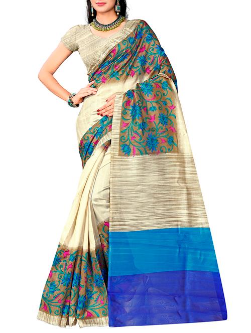 beige art silk bhagalpuri saree with blouse - 15221335 - Very Small Image - 1