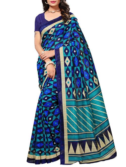 blue art silk bhagalpuri saree with blouse - 15221345 - Very Small Image - 1