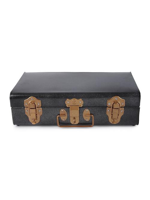 vintage style metal long trunk, decorative box, jewelry & trinket storage chest, antique black - 15222240 - Very Small Image - 1