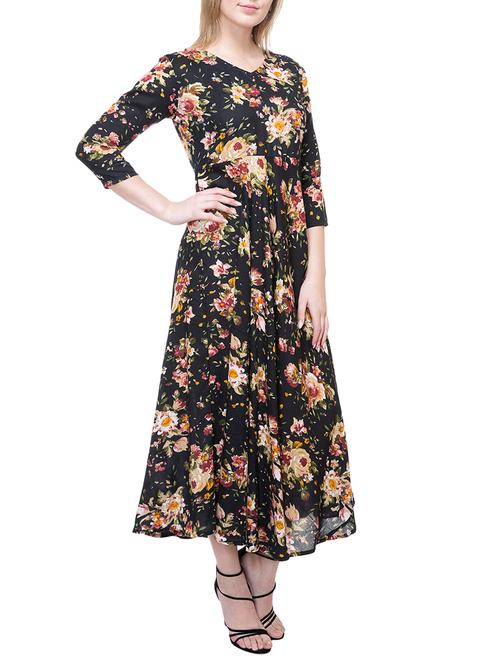 black rayon flared kurta - 15222739 - Very Small Image - 1