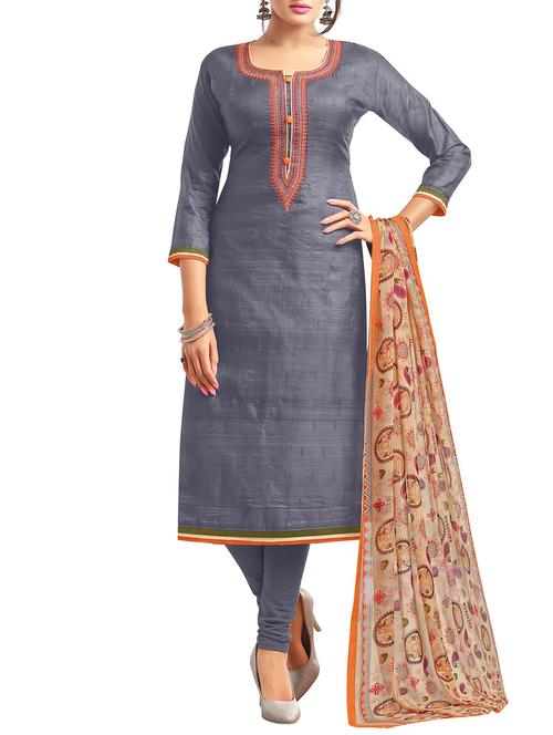 embroidered unstitched churidaar suit - 15223004 - Very Small Image - 1
