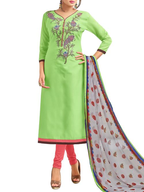embroidered unstitched churidaar suit - 15223007 - Very Small Image - 1