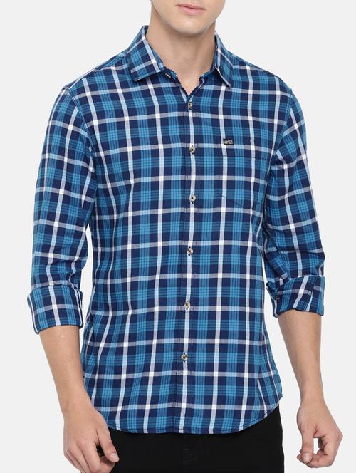 blue cotton casual shirt - 15223411 - Very Small Image - 1
