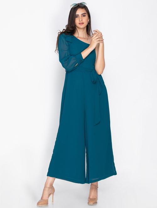 blue solid full leg jumpsuit - 15224812 - Very Small Image - 1