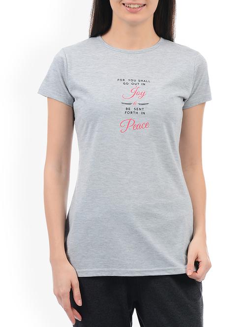 grey slogan printed tee - 15226522 - Very Small Image - 1