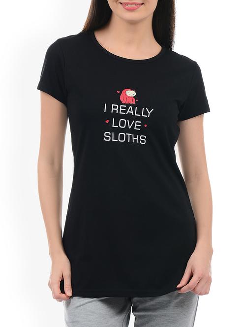 black slogan printed tee - 15226533 - Very Small Image - 1