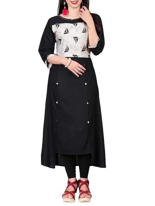 black rayon a-line kurta - 15227304 - Very Small Image - 1