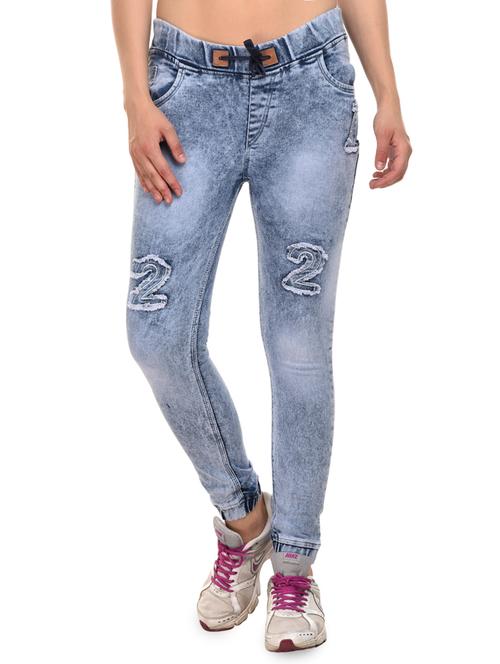 drawstring waist acid wash jeans - 15227616 - Very Small Image - 1