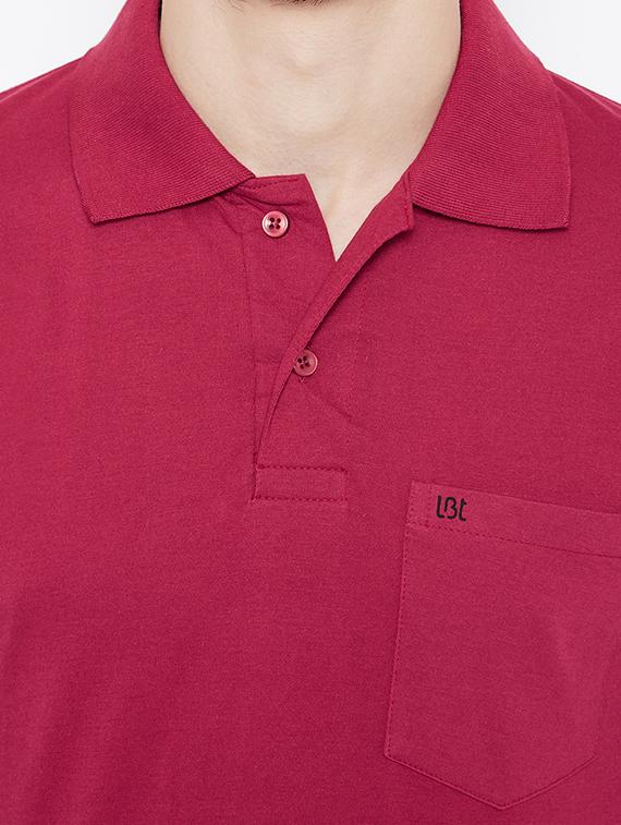 men pink solid regular fit polo t-shirt - 15230742 - Zoom Image - 3