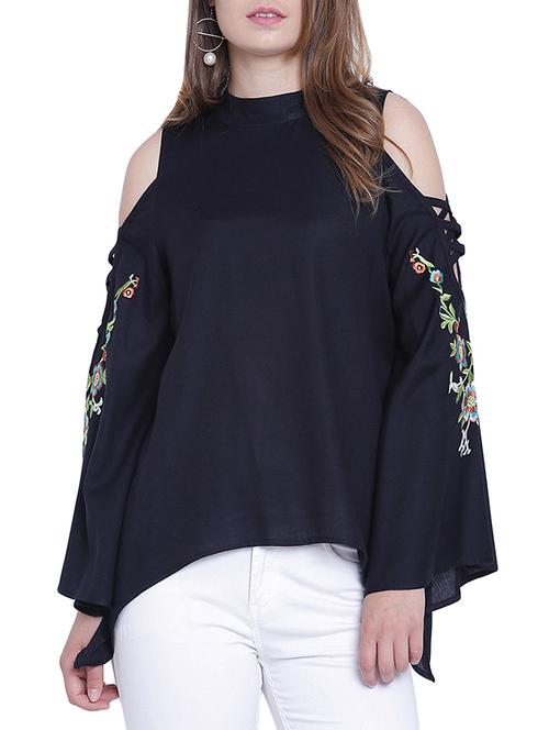cold bell sleeved embroidered top - 15230976 - Very Small Image - 1