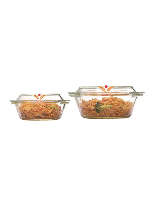 borosilicate glass round casseroles, microwave safe - 700ml, 1000ml (set of 2) - 15231585 - Very Small Image - 1