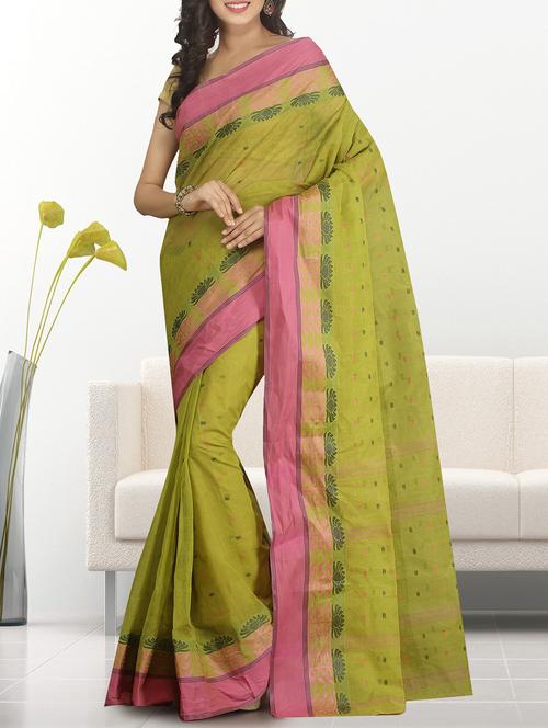 mehandi cotton tant saree - 15231991 - Very Small Image - 1
