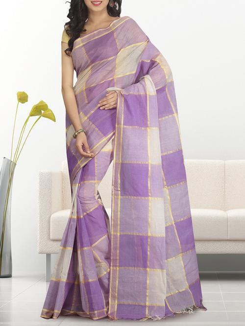 purple cotton tant saree - 15232014 - Very Small Image - 1
