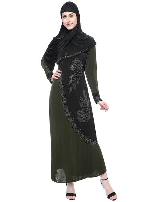 green viscose aline cloaks & abaya - 15233012 - Very Small Image - 1